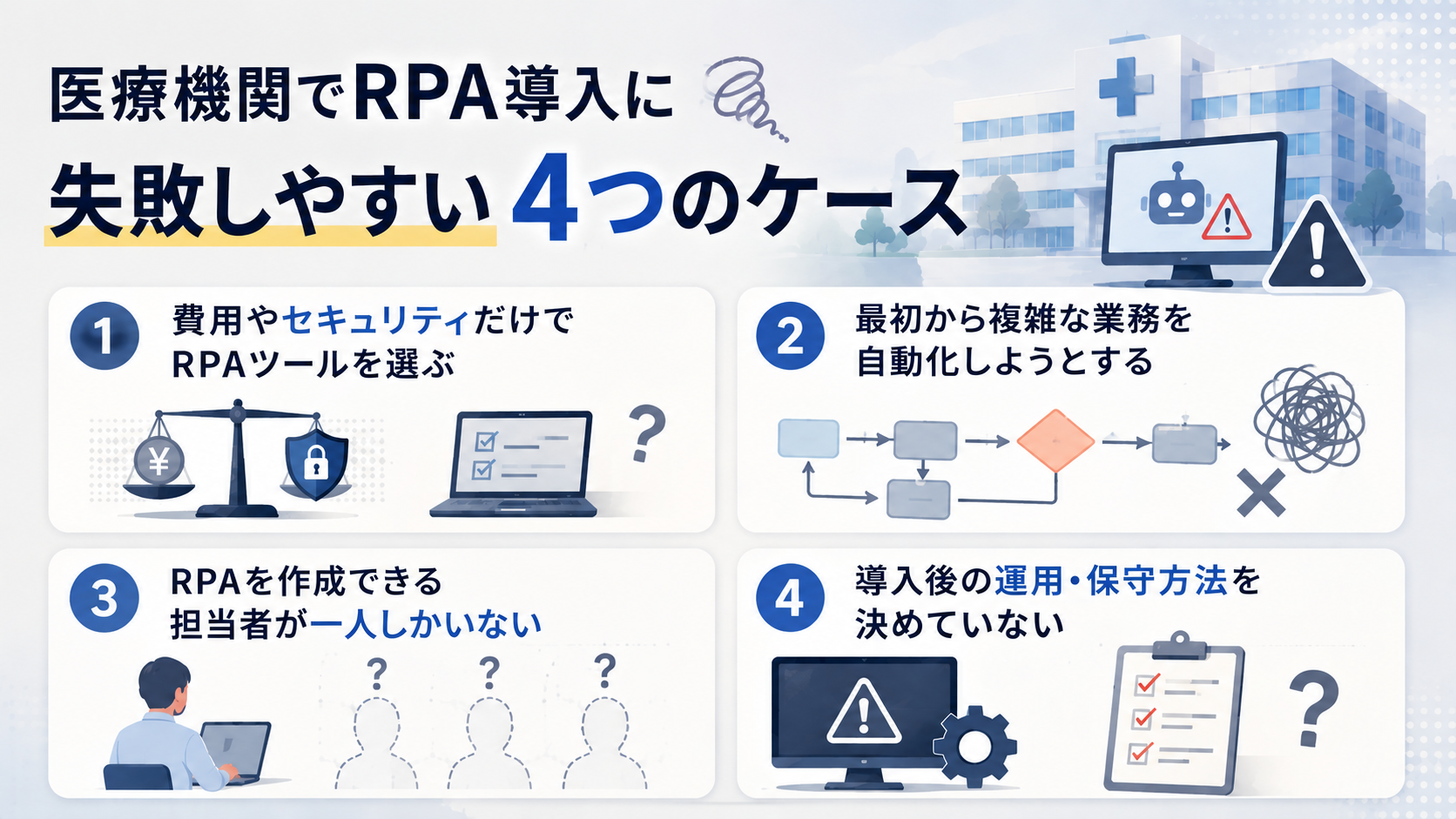 医療機関でRPA導入に失敗しやすい4つのケース