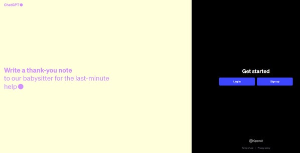 chatGPT公式サイトのトップページ