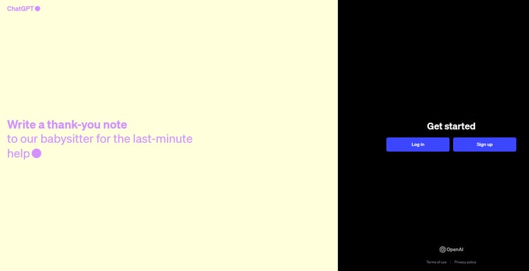 chatGPT公式サイトのトップページ